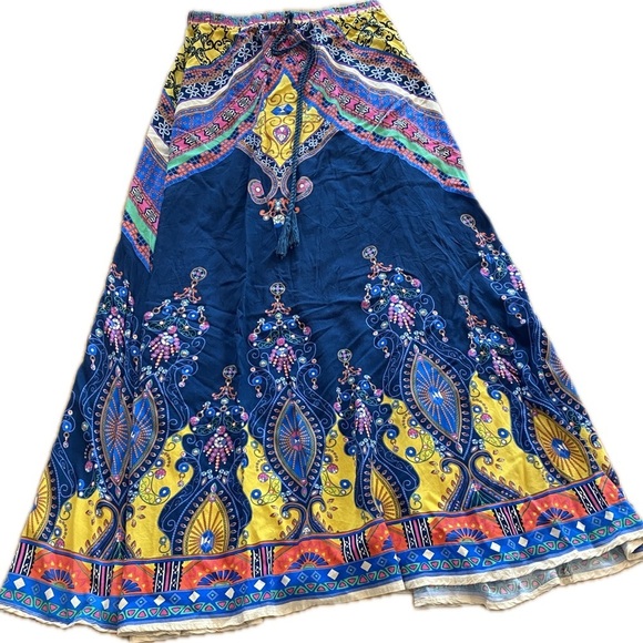 Flying Tomato Womens  Bohemian Multicolor Maxi Rayon Elastic Waist Skirt medium - Picture 1 of 6